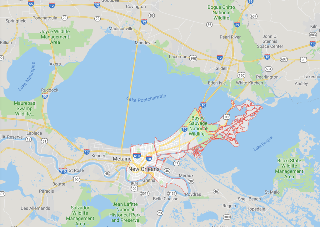 Google map of New Orleans